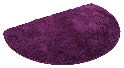 Kinzler J-10005/101 hochwertige Mikrofaser Duschmatte Uni, 50x80 cm, halbrund, flusenfrei, pflegeleicht, aubergine