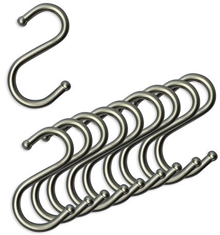 10er SET - S-Haken einfach EDELSTAHL OPTIK für Relingsystem LINERO K 16 und HIGHLINE Funktionssäulensystem