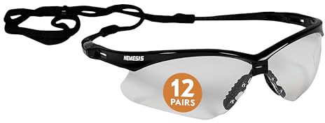 KleenGuard™ V30 Nemesis™ Safety Glasses (25676), Clear Lenses, Black Frame, Unisex Eyewear for Men and Women (12 Pairs/Case)