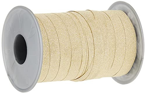 PRÄSENT POLY GLITTER Ringelband gold, 100 m leicht kräuselndes Geschenkband, 10 mm Breite, Dekoband zum Basteln & Einpacken von Geschenken, für festliche Anlässe