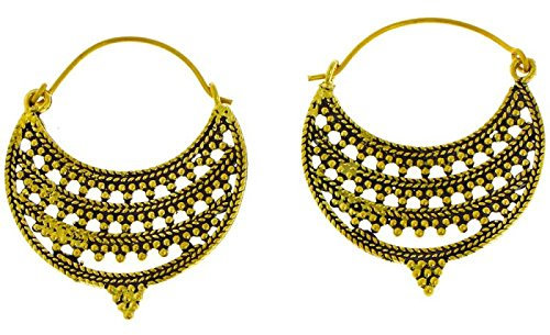 CHICNET Ohrringe Reihen Flecht Punkte Sichel Spitze Messing Brass antik golden nickelfrei Tribal Piercing