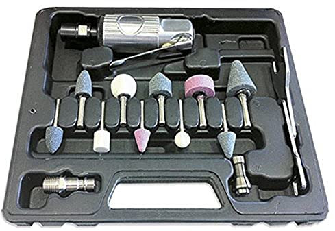 ESTUCHE DE 16 PIEZAS CON AMOLADORA NEUMÁTICA