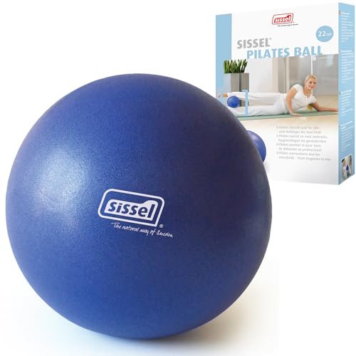 SISSEL® Pilates Soft Ball blau | 22 cm | PVC phtalatfrei & latexfrei | Für Tiefenentspannung & Muskulatur-Kräftigung | 155 kg Belastbarkeit | Inklusive Übungsanleitung