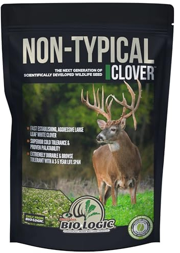 Biologic Non-Typical Clover Deer Food Plot Seed, Fast-Establishing & Aggressive Large-Leaf White Clover, 2 lb Bag Plants 1/4 Acre