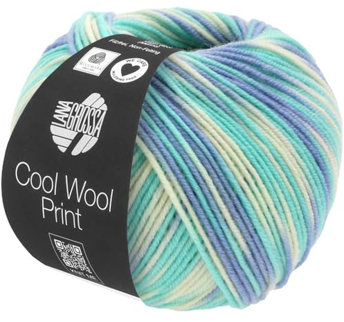 LANA GROSSA Cool Wool Print | Extrafeine Merinowolle waschmaschinenfest und filzfrei | Handstrickgarn aus 100% Schurwolle (Merino extrafein) | 50g Wolle zum Stricken & Häkeln | 160m Garn FB 728