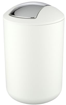 Wenko Cubo con tapa oscilante Brasil L blanco 6,5 l - a prueba de rotura Capacidad: 6.5 l, Plástico (TPE), 19.5 x 31 x 19.5 cm, Blanco