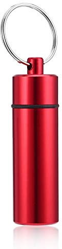 odetojoy® 2 Tragbar Aluminium Medizin Flasche Schlüsselanhänger Pillendose Tablettenbox Halter Small Edelstahl zufällige Farbe