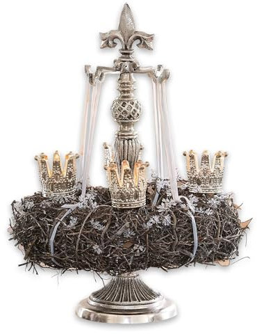 Loberon Kranzständer Edmond, kunstvoll verziert, Adventskranzständer, Advent, Weihnachtsdekoration, Weihnachten, Aluminiumguss, Silber