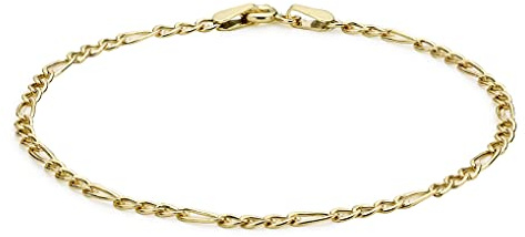 Carissima Gold Damen 9k (375) Gelbgold Hollow Diamantschliff Figaro Kettenarmband