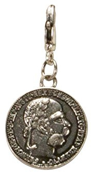 Alpenflüstern Trachten-Anhänger Münze klein für Charivari oder Trachtenkette (antik-silber-farben) AAH101