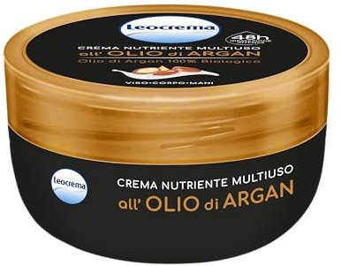 Leocrema - Crema Multiuso all'Olio di Argan, Ideale per Tutta la Famiglia, 48 ore di Idratazione Intensa, 150ml