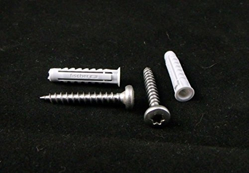 100 x Edelstahl Schrauben + 100 x Fischer Spreiz Dübel Set Sechsrund 5,0x35 RK A2