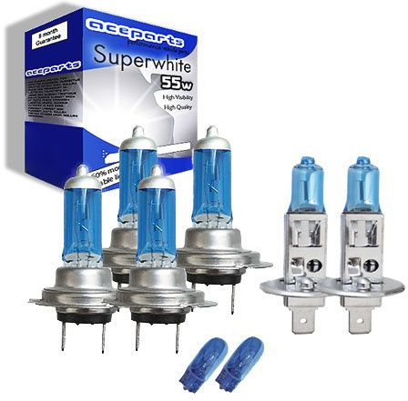 55w Super White Xenon High (main) / Low (dipped) / Fog / Side beam upgrade HeadLight Bulbs VOLVO V70 1 combi T-5 11.96->05.00