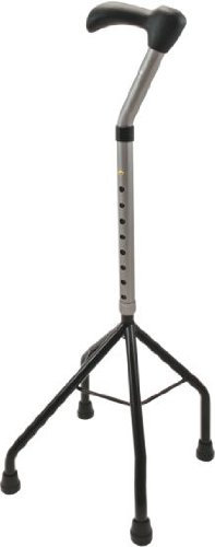 Saniversum UG Vierfußgehstütze - Gehhilfe mit Universalgriff (links oder rechts) - Gehstock Vierfuß, Aluminium, Silber, Erwachsener