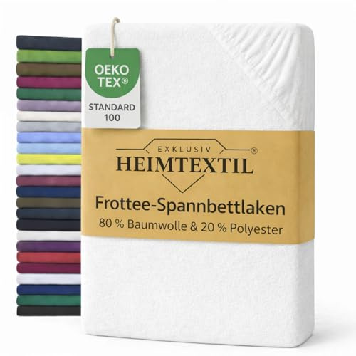 Exklusiv Heimtextil Drap-housse en tissu éponge avec élastique, blanc naturel, 90 - 100 x 200 cm