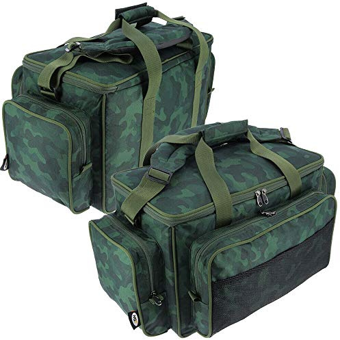 NGT groß Camping Angeln isoliert Lebensmittel Camo Carry All mit 3 extern Taschen