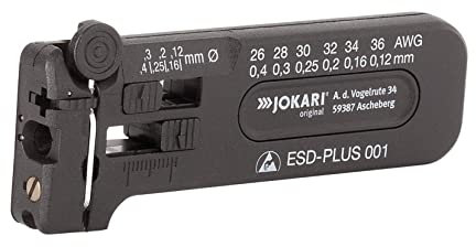 JOKARI Antistatisches Mini-Präzisions-Abisolierwerkzeug ESD-Plus 002 zum Entmanteln von Leitern und Litzen AWG 30 bis 20/0,25-0,80 mm Ø