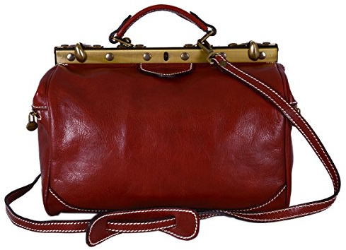Dream Leather Bags Made in Italy toskanische echte Ledertaschen Leder Arzttasche, 2 Seitentaschen Farbe Rot - Italienische Lederwaren - Aktentasche