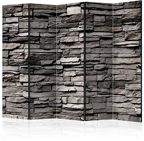murando Raumteiler Stein-Optik Foto Paravent 225x172 cm beidseitig auf Vlies-Leinwand bedruckt Trennwand Spanische Wand Sichtschutz Raumtrenner grau f-B-0020-z-c