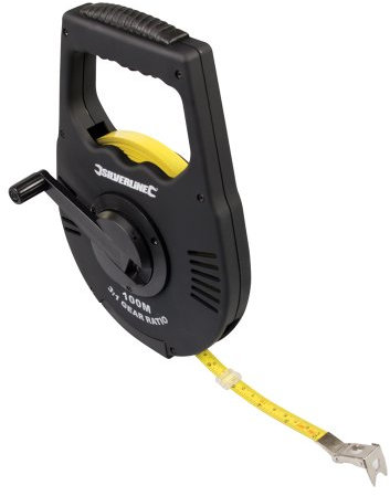 Silverline 250220 - Cinta métrica con recogedor por engranajes (100 m)