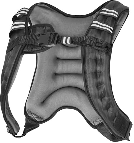 Gorilla Sports® Gilet Lesté - 5kg / 8kg / 10kg, avec Poids, Taille Unique, Noir - Veste Lestée, Course à Pied, Force et Endurance, Entraînement, Homme et Femme, Musculation, Fitness, Exercice, Gym