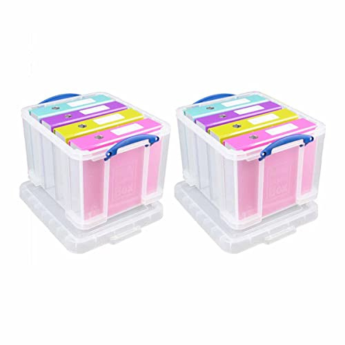 Really Useful 35 Litre Plastic Storage Boxes - Clear (Pack of 2)