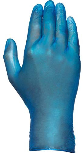 CAJA 100 GUANTES DESECHABLES VINILO AZUL SIN POLVO TALLA 8 JUBA