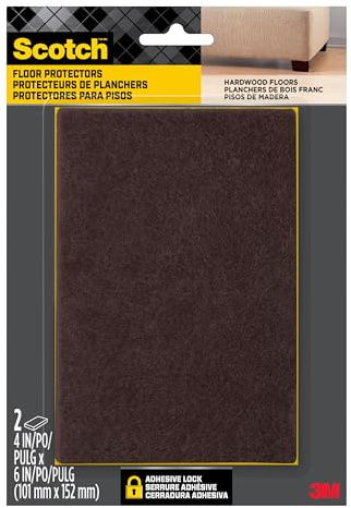 Scotch Felt Pads Brown, 2 Large Pads 4 x 6 in, Felt Furniture Pads for Protecting Hardwood Floors, Easy-to-Apply, Self-Stick Design, Reliable Protection from Nicks, Dents & Scratches (SP820-NA)