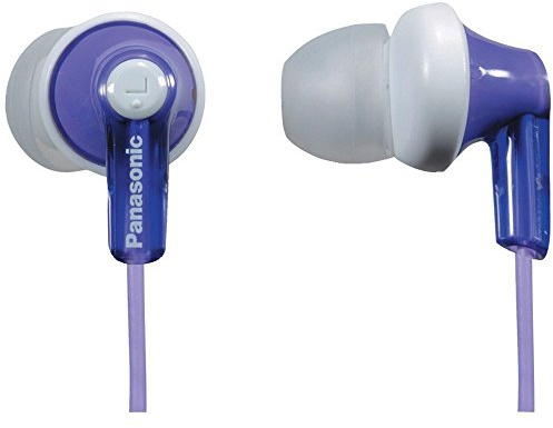 Panasonic ErgoFit Wired Earbuds, In-Ear Headphones with Dynamic Crystal-Clear Sound and Ergonomic Custom-Fit Earpieces (S/M/L), 3.5mm Jack for Phones and Laptops, No Mic - RP-HJE120-V (Purple)