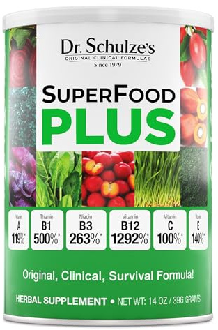 Dr. Schulze's SuperFood Plus - Everyday Superfood Supplement to Support Overall Wellness - Clean, Quality Nutrition - Supports Metabolism & Daily Energy - Gluten-Free & Dairy-Free - 14 oz