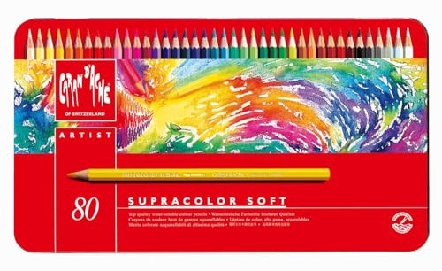 Caran d'Ache 3888.38 Supracolor Soft Pencils - Assorted Colours (Tin of 80)
