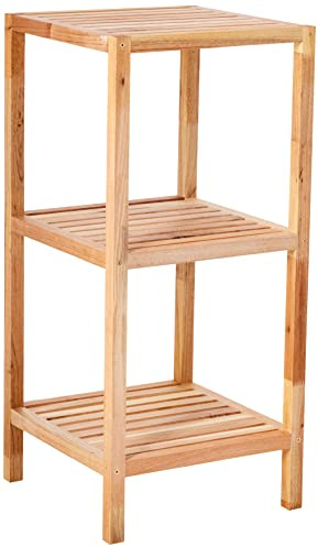 WENKO Etagère en Bois, Meuble étagère Salle de Bain Norway, 3 étagères, Noyer, 36x79x36cm