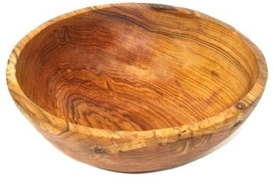 Cuenco de madera de olivo para ensalada de frutas, 25 cm, comercio justo