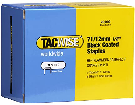 Tacwise 0290 Typ 71/12 mm Verzinkte Schwarze Polsterklammern, 20.000 Stück | Verzinkt