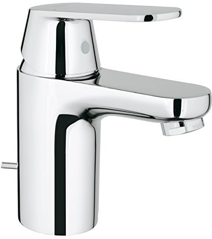 GROHE Eurosmart Cosmopolitan, Niederdruck Waschtischarmatur, wassersparend (Wasserhahn für das Bad, Badarmatur mit Zugstangen-Ablauf, 15cm hoch, einfache Installation am Waschbecken), chrom, 32955000