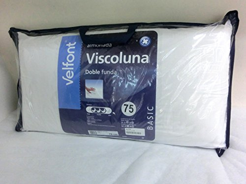 Velfont -Almohada viscoelástica Viscoluna con Tejido gofrado de Microfibra Tacto Seda con Cremallera (75 cm)