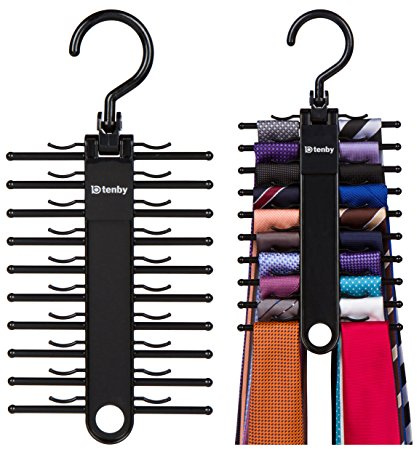 Tenby Living 2-Pack Black Tie Rack, Organizer, Hanger, Holder - Affordable Ti.