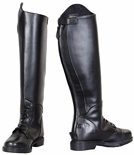 TuffRider Children's Starter Back Zip Field Boots in Synthetic Leather, Black, 5 Regular Wide