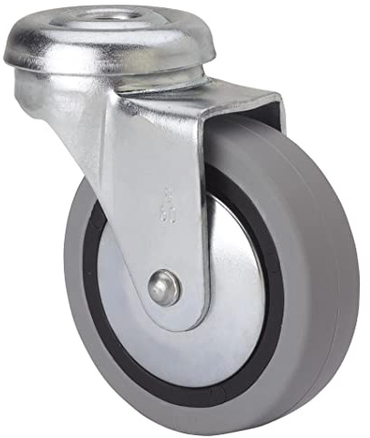 Rueda Giratoria para Mobiliario Auxiliar, RUEDAS ALEX, B PGI, Fijación de Agujero, Aro de Goma, Ø 60 mm