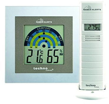 Technoline MA 10260 Zusatzsensoren -Set mit Raumklimastation für das Mobile Alerts System mit tranparenten Rahmen, 10 x 2 x 10 cm, weiß/grau, weiß,grau mit tranparenten Rahmen, 10x2x10 cm