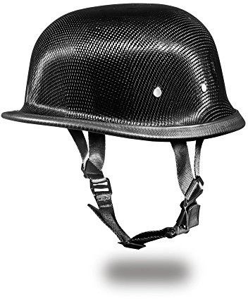 Daytona Helmets Carbon Fiber Helmet - Novelty Half Helmet with Breathable Liner - Retro Skull Cap – German Helmet with Head Wrap