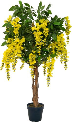 McPalms Goldregen 1,10 m künstlich Kunstbaum Kunstpflanze Echtholzstamm