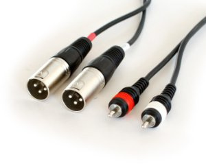 PRO - 6m Twin XLR Male to 2x RCA/PHONO Male Cable - Double/Dual Audio Plug Lead - Loops