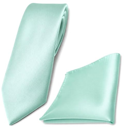 TigerTie Krawatte & Einstecktuch Set Herren Hochzeit Business, schmal 6 cm Polyester