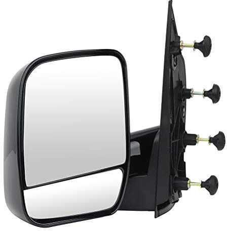 ECCPP Towing Mirror Side Mirror Replacement for 2002-2008 For Ford E150 E250 E350 E450 E550 Econoline Van with Dual Mirror Glass - Textured Black - Left Side