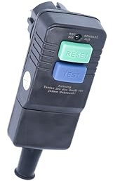 as - Schwabe PRCD Personenschutzstecker 30 mA – Schutzkontaktstecker 230V/16 A für den Außenbereich, zum festen Anschluss an die Zuleitung, mit Funktionsanzeige & Testschaltung, IP44, 45209