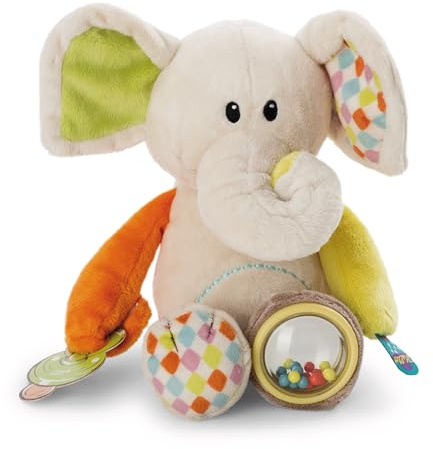 NICI Activity Schmusetier 23cm, Kuscheltier für Babys und Kleinkinder zum Kuscheln und Fördern, pastellfarben, 39704