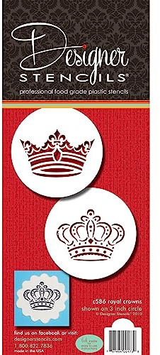 Designer Stencils Royal Crowns Cookie Stencil Set, Beige/Semi-Transparent