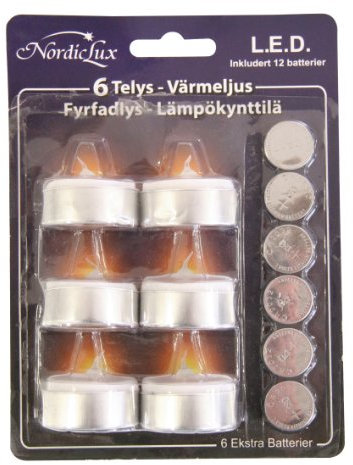 Greemotion LED-Teelichter, 6-er Pack, mit Batterien aus Kunststoff, Weiß