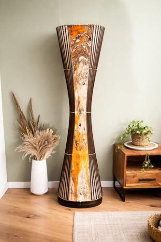 Mienloco Asiatische Stehleuchte 150cm Designer Stehlampe Naturlampe Leuchten Bali Deko (L8)